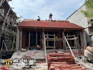 Nhà gỗ 3 gian lim nam phi 22 cột Đan Phượng - Hà Nội