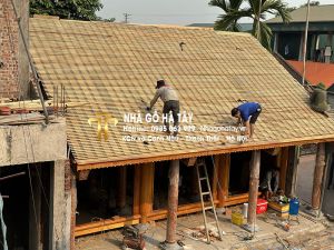 Nhà gỗ 3 gian Mít Ta 24 cột đứng đất. Tại Thổ tang vĩnh phúc Hà Nội