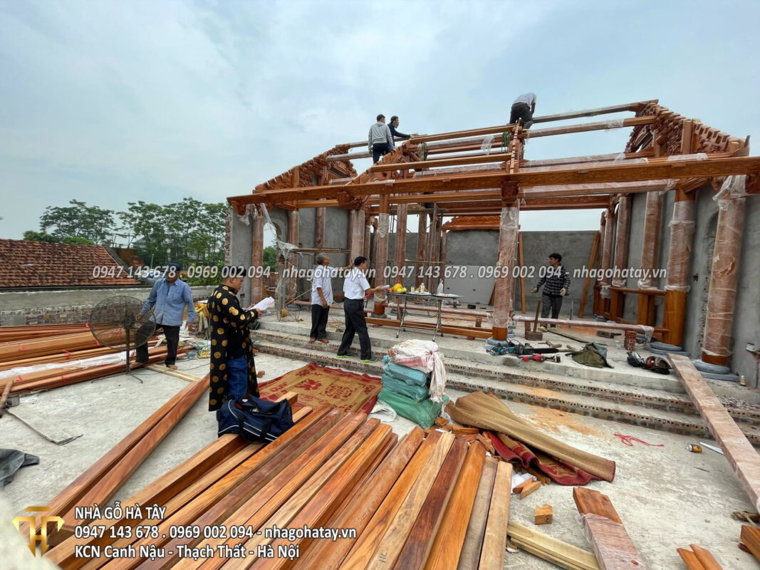 Nhà Gỗ 3 Gian Gõ Pachy có hậu cung - xã Lương Lỗ - huyện Thanh Ba - Phú Thọ