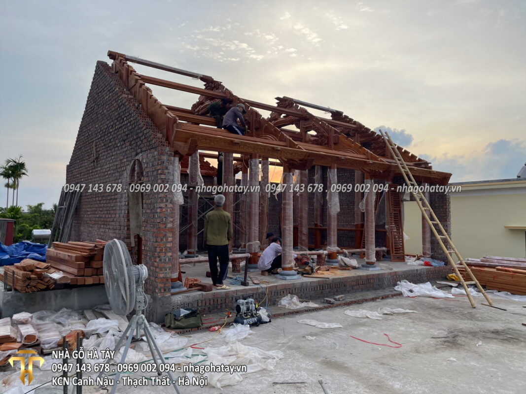 Nhà Gỗ 3 Gian Gõ Pachy có hậu cung - xã Vĩnh Tiến - huyện Vĩnh Bảo - TP Hải Phòng