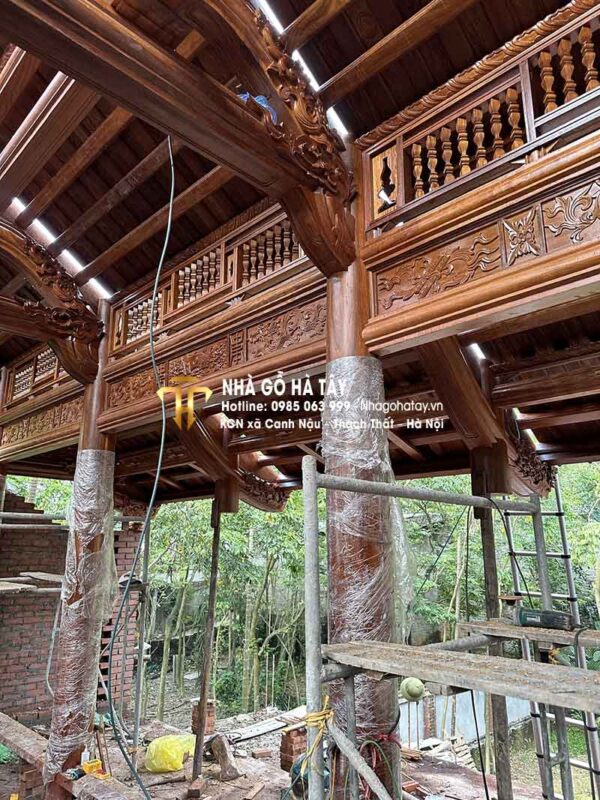 Nhà gỗ 3 gian lim nam phi 12 cột Tiên Du - Phù Ninh - Phú Thọ