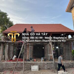 Nhà gỗ 3 gian lim nam phi 4 cột tại Hát Môn - Hà Nội