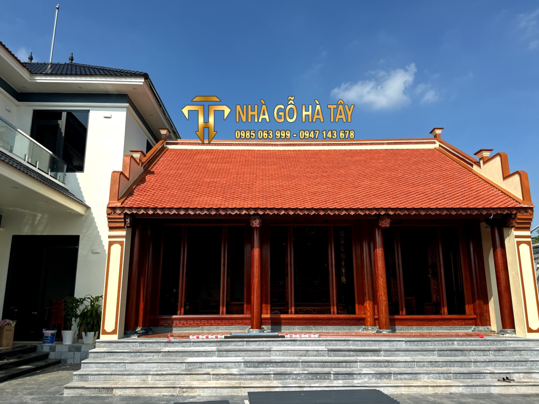 Nhà gỗ 3 gian 24 cột gỗ Lim Nam Phi tại Kiến Xương Thái Bình do Nhà Gỗ Hà Tây thi công
